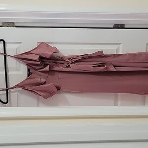 Suede pink wrap dress